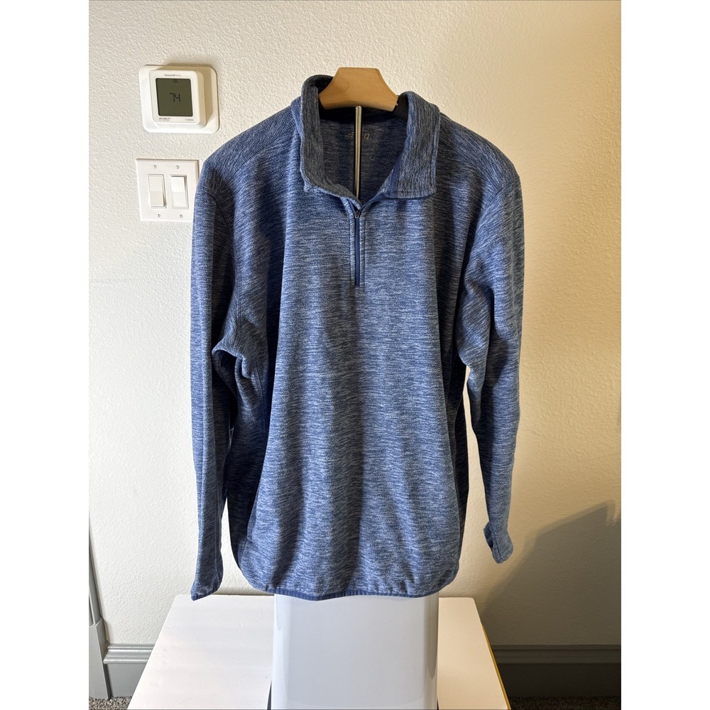 BCG Men's Blue Fleece Quarter Zip Up Sweatshirt w/Pockets Size‎ Large